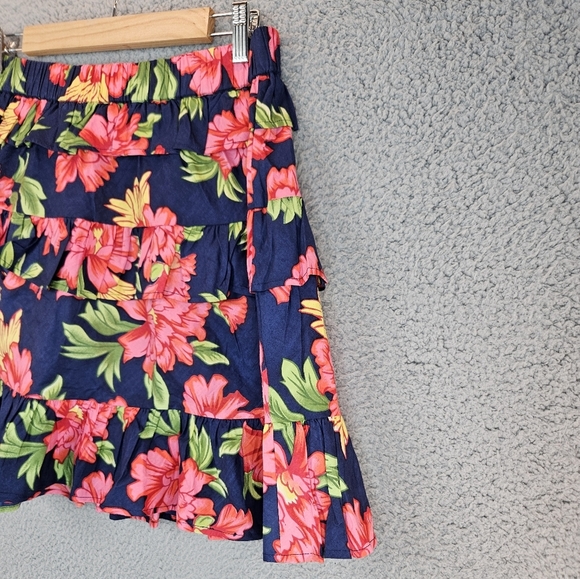 Walter Baker Womens Christie Skirt Sz XL Red Pink Tropical Floral Print Vacation - Picture 5 of 8